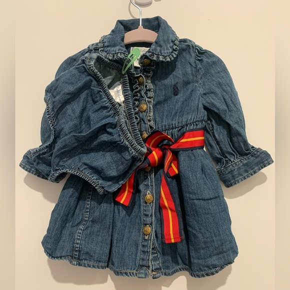 Ralph Lauren denim dress with belt. Size 6 months. - Picture 1 of 8
